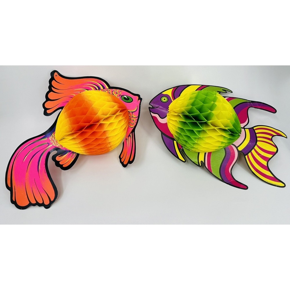 Vintage Beistle USA Honeycomb Tissue Die Cuts Decor 17" Set of 2
